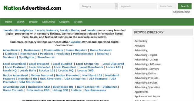 NationAdvertised.com - National to local business related information listings. 