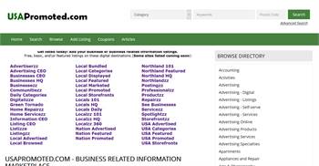 USAPromoted.com - National to local business related information listings.  